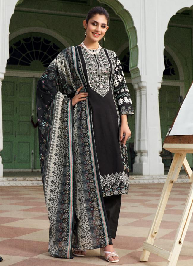 Cotton Black Festival Wear Embroidery Work Pakistani Suit